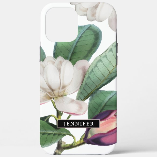 Coques Case-Mate iPhone Belle Magnolia Blossoms Botanique avec nom (Verso)