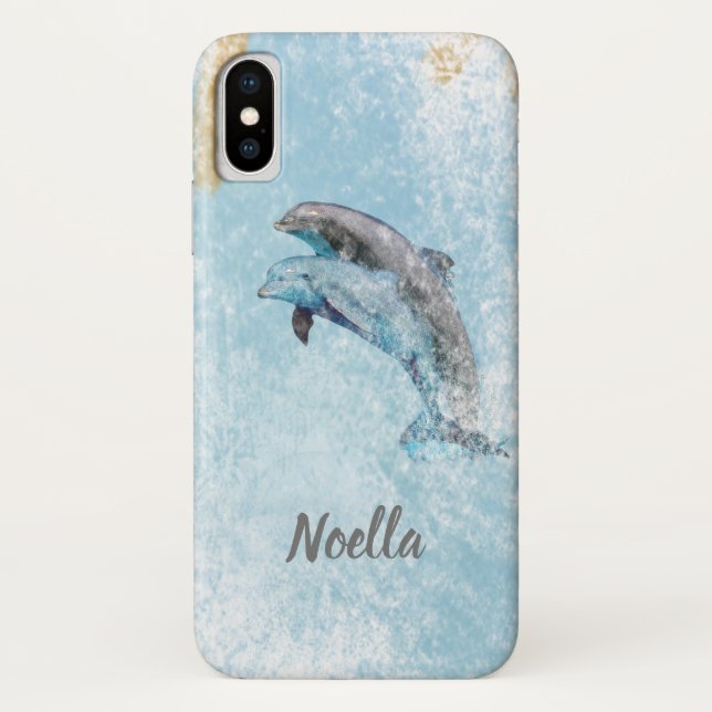 Coques Case-Mate iPhone Belle Plage Thème Jumping Dolphins Art (Dos)
