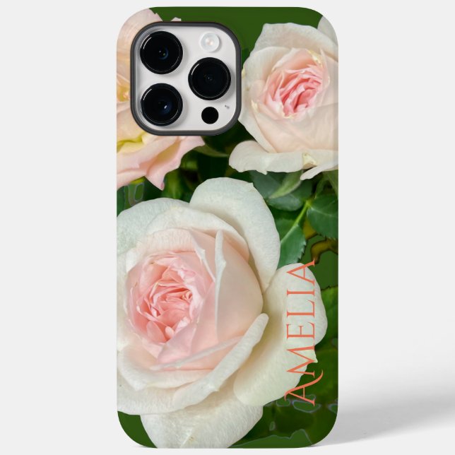 Coques Case-Mate iPhone Belle roses roses blanches romantiques (Verso)