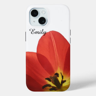Coque Pour iPhone 15 Belle Tulipe Rouge   Sacoche téléphonique personna