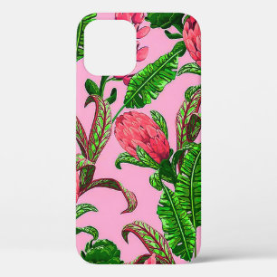 Case-Mate iPhone Case Belles feuilles vertes tropicales avec fleurs roug