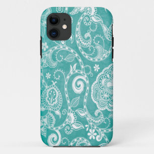 Coques Pour iPhone Belles fleurs blanches et bleues feuilles et tourb