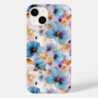 Belles fleurs bleues Alcool Encre Pastel