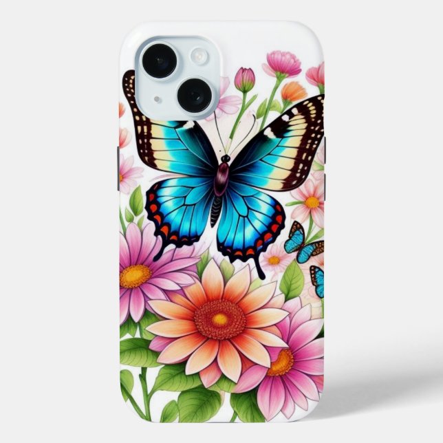 Coques Case-Mate iPhone Belles Fleurs Et Papillons (Verso)