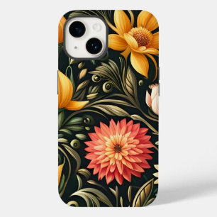 Coque Pour iPhone 14 Belles fleurs jaunes et roses en fleur