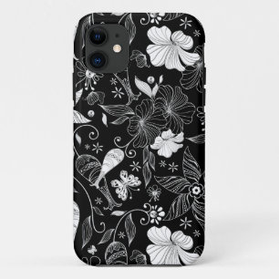 Case-Mate iPhone Case Belles fleurs rétro en noir et blanc motif