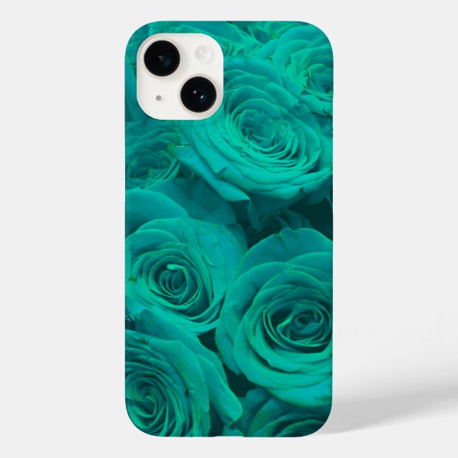 Coques Case-Mate iPhone Belles fleurs turquoises roses turquoises (Verso)