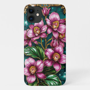 Case-Mate iPhone Case Belles fleurs violettes encadrées d'or