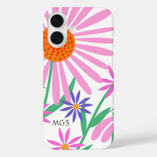 Coques iPhone 16 Belles marguerites personnalisées monogrammes de t