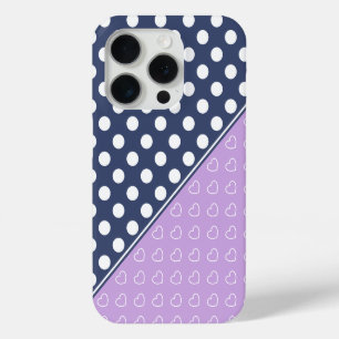 Coque iPhone 15 Pro Belles Tons De Bleu Et Pois De Lavande