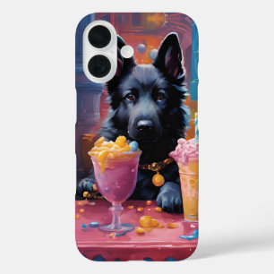 Coques iPhone 16 Berger allemand noir, crème glacée