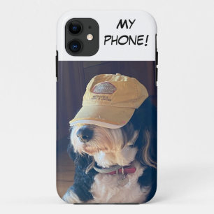 Case-Mate iPhone Case Bernedoodle noir et blanc avec casquette jaune "Mo