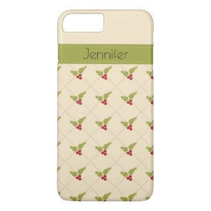 Coque iPhone 8 Plus/7 Plus Berries de Noël avec nom personnalisé