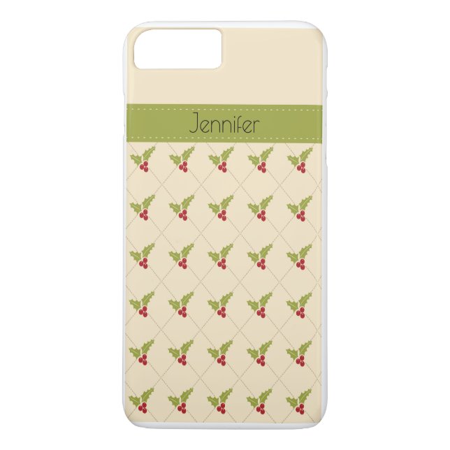 Coques Case-Mate iPhone Berries de Noël avec nom personnalisé (Dos)