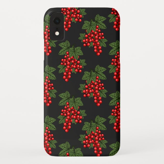 Coques Case-Mate iPhone Berries de Noël Floral Rouge (Dos)