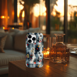 Coque Pour iPhone 14 Pro Berries Festives personnalisées et flocons de neig