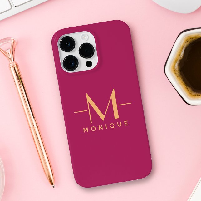 Coques Case-Mate iPhone Berry Blush Custom Monogramme Élégant Minimal Hot (Créateur téléchargé)