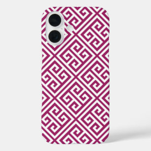 Coques iPhone 16 Berry Purple Motif de clé grecque