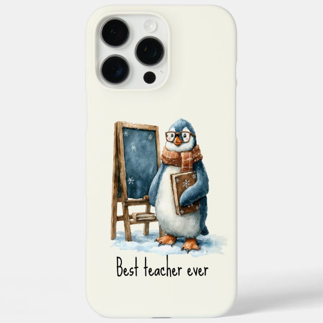 Coques Case-Mate iPhone Best Teacher Ever Winter Penguin Design (Verso)