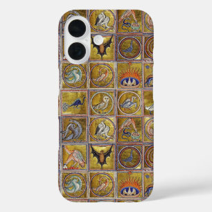 COQUES iPhone 16 BESTIAIRE MÉDIÉVAL, ANIMAUX FANTASTIQUES, ROUGE D'