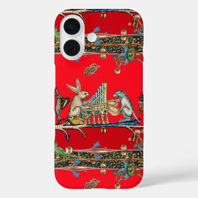 Coques Case-Mate iPhone BESTIAIRE MÉDIÉVAL FAIRE DE LA MUSIQUE, Lapin, Chi (Verso)