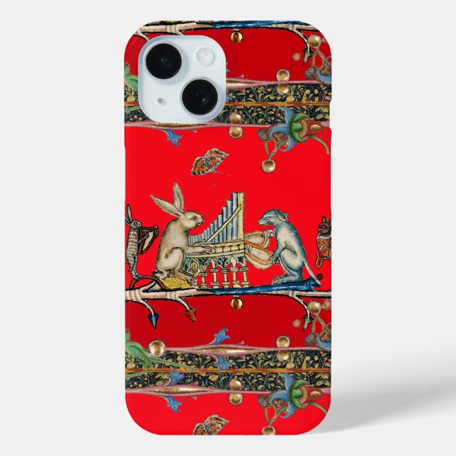 Coques Case-Mate iPhone BESTIAIRE MÉDIÉVAL FAISANT DE LA MUSIQUE, Lapin, R (Verso)