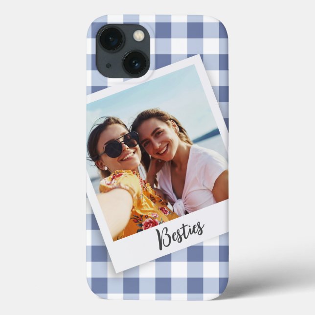 Coques Case-Mate iPhone Besties Instant Photo Blue Checker (Verso)