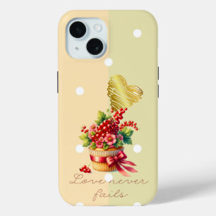 Coque Pour iPhone 15 Bible à la mode Point Berry Floral Cupcake Cœur