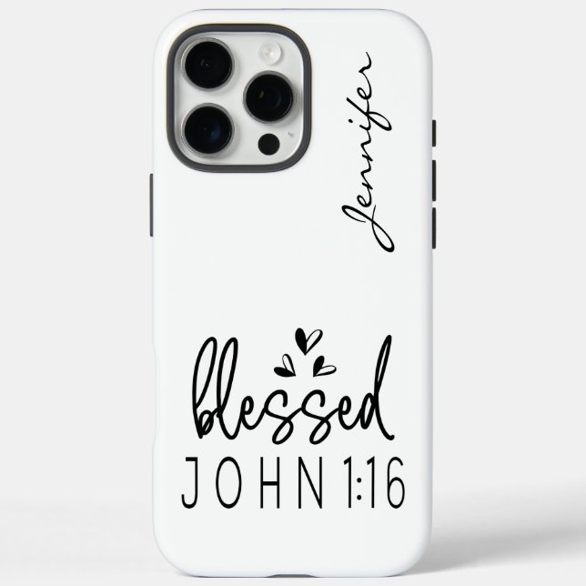 Coques Case-Mate iPhone Bible minimaliste moderne Verse John 1:16 iPhone (Verso)