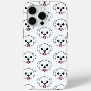 Coque iPhone 15 Pro Max Bichon blanc mignon Frise Chien Stick Sortie