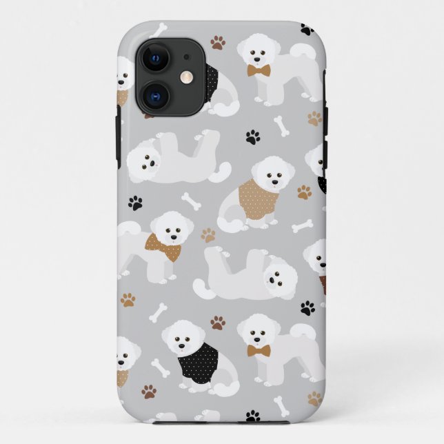 Coques Case-Mate iPhone Bichon Frise Bones and Paws Grey (Dos)