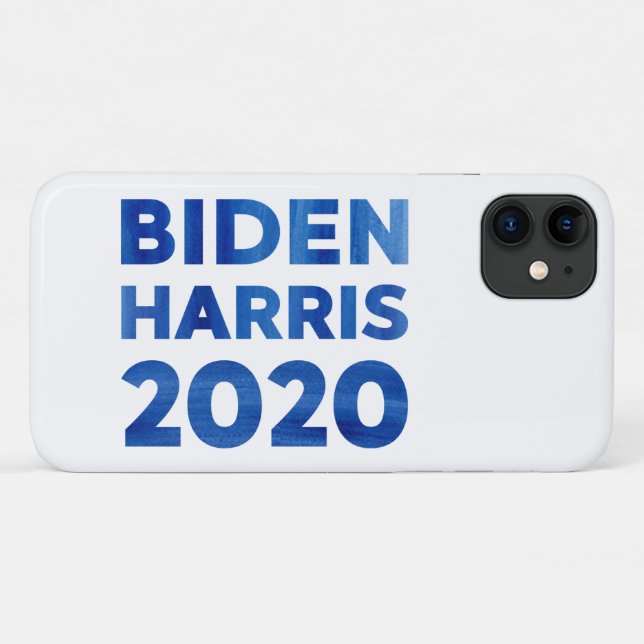 Coques Case-Mate iPhone Biden Harris 2020 texte en gras bleu aquarelle (Dos (Horizontal))