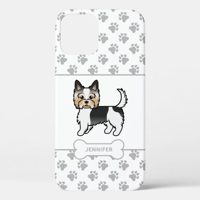 Coques Case-Mate iPhone Biewer Terrier Avec Pâtes, Os De Chien & Nom (Verso)