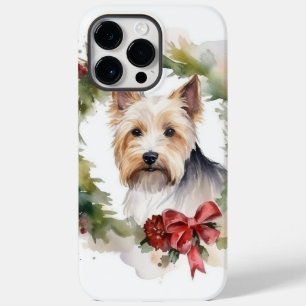 Coque Pour Pour iPhone 14 Pro Max Biewer Terrier Noël Wreath Festive Pup