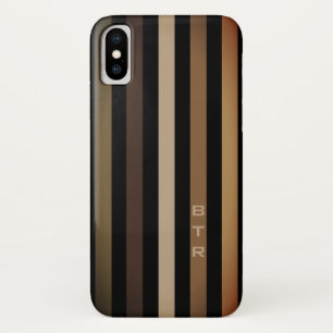 Coque Case-Mate Pour iPhone Bige Brown et noir Rayures verticales Monogramme