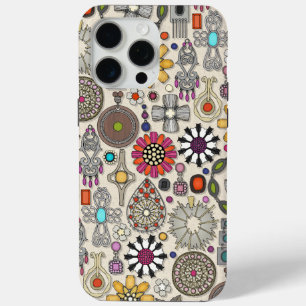 Coque iPhone 15 Pro Max bijou boho trésors lin
