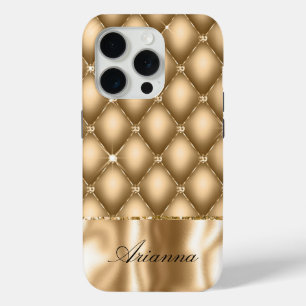 Coque iPhone 15 Pro Bijou Glitzy Glam Or