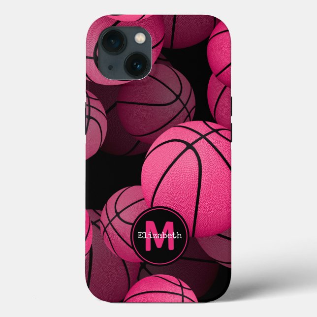 Coques Case-Mate iPhone billes de basket roses des filles personnalisées (Verso)