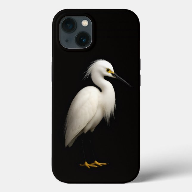 Coques Case-Mate iPhone Black 4 Luxe iPhone 13, Elegant Snowy Egret (Verso)