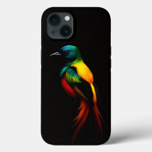 Case-Mate iPhone Case Black 4 Luxe iPhone 13, Rainbow-Tail Tropical Bird