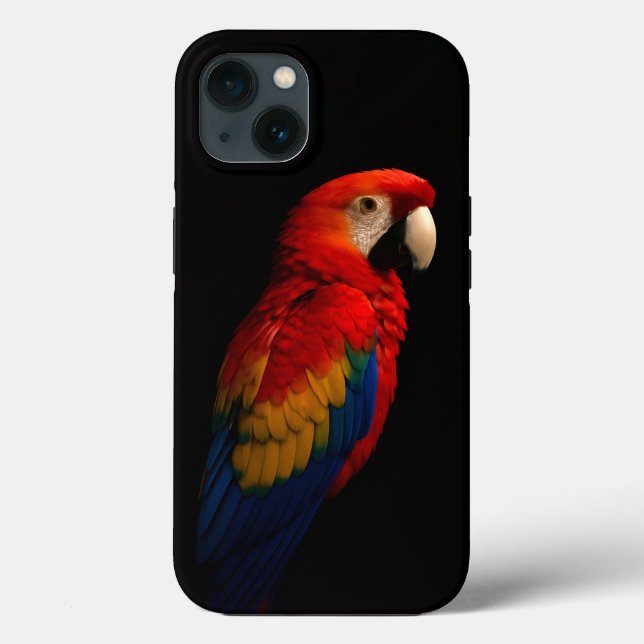 Coques Case-Mate iPhone Black 4 Luxe iPhone 13, Scarlet Parrot Elégance (Verso)