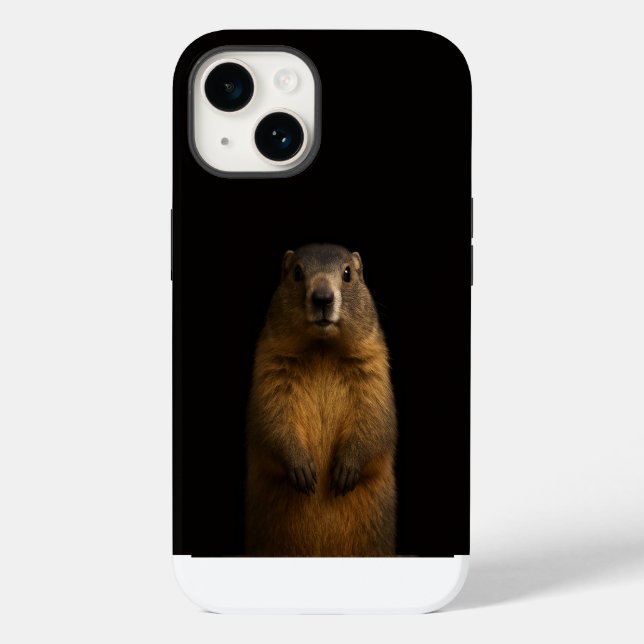 Coques Case-Mate iPhone Black 4 Luxe iPhone 14 Mate, Fluffy Marmot (Verso)