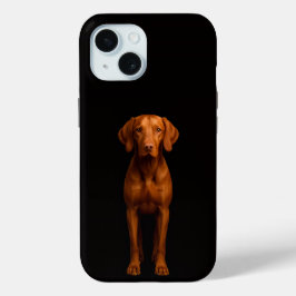 Coque Pour iPhone 15 Black 4 Luxe iPhone 15 Case, Agile Vizsla Dog