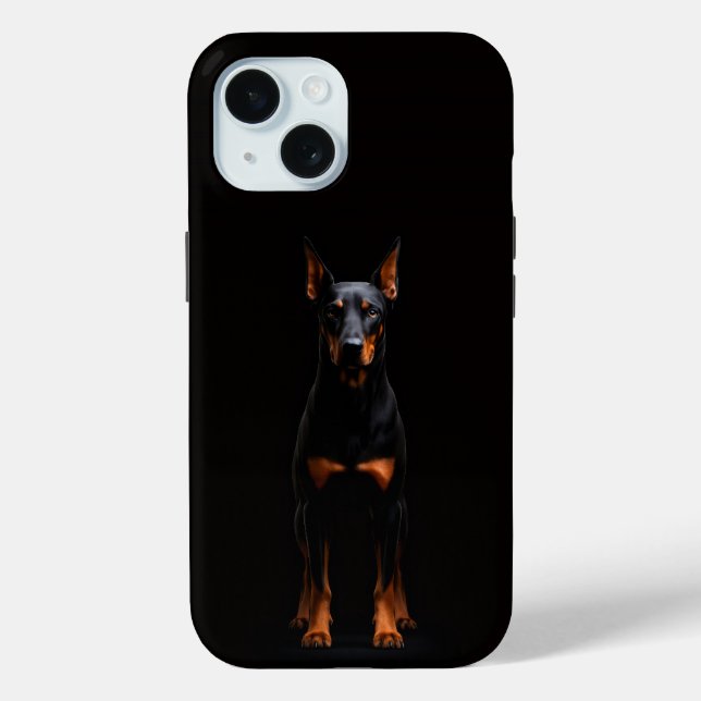 Coques Case-Mate iPhone Black 4 Luxe iPhone 15 Case, Guardian Doberman (Verso)
