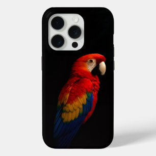 Coque iPhone 15 Pro Black 4 Luxe iPhone 15 Pro Mate, Parrot Scarlet