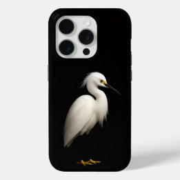 Coque iPhone 15 Pro Black 4 Luxe iPhone 15 Pro Mate, Snowy Egret