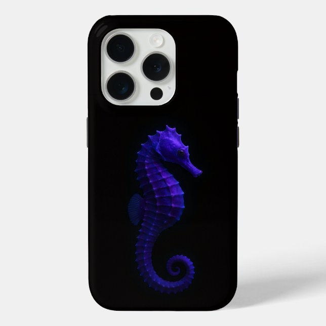 Coques Case-Mate iPhone Black 4 Luxe iPhone 15 Pro Mate, Violet Seahorse (Verso)