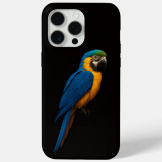 Coque iPhone 15 Pro Max Black 4 Luxe iPhone 15 Pro Max, Blue Yellow Macaw