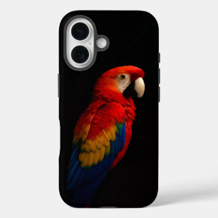 Coques iPhone 16 Black 4 Luxe iPhone 16 Coque-Mate, Scarlet Parrot