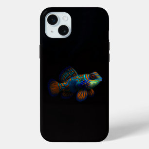 Coque iPhone 15 Mini Black 4 Luxe, Poisson Dragonet Mandarin